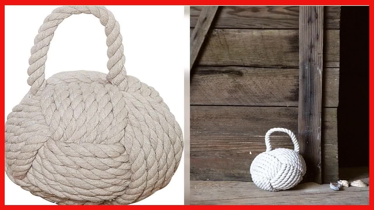 Creative Co-Op Nautical Rope Knot Cotton Door Stop, Ivory
