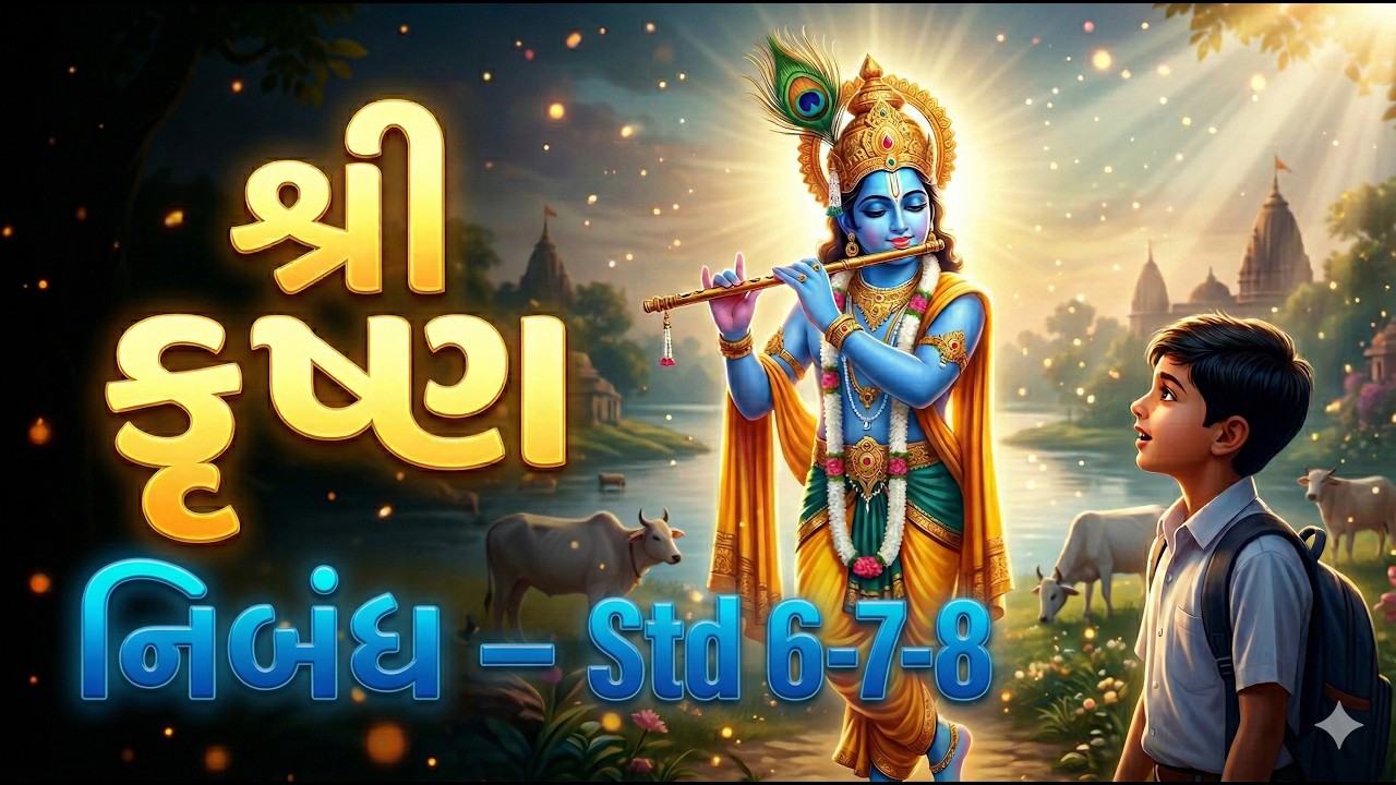 🤗STD 6-7-8 🪈શ્રીકૃષ્ણ નિબંધ 📕| Shri Krishna Essay in Gujarati | STD 7 Gujarati Nibandh | shri krushn