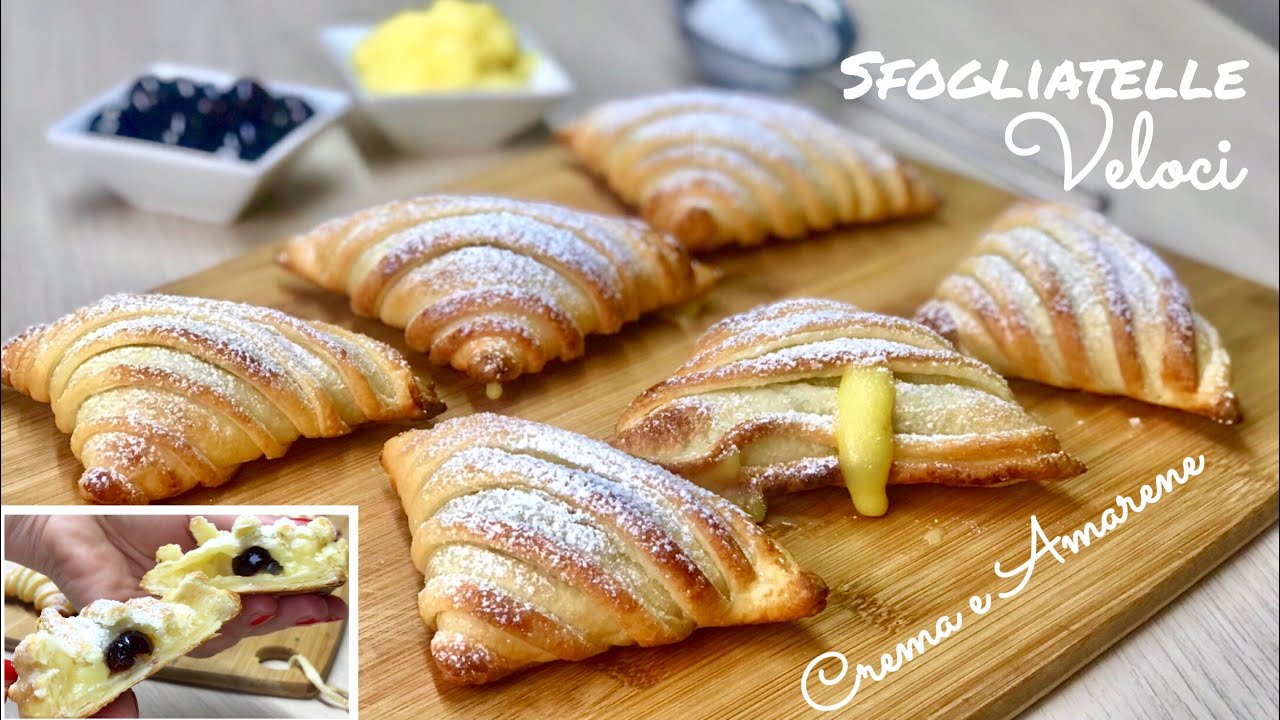SFOGLIATELLE VELOCISSIME CREMA E AMARENE ricetta facile SFOGLIATELLE CREAM AND SOUR Cherries