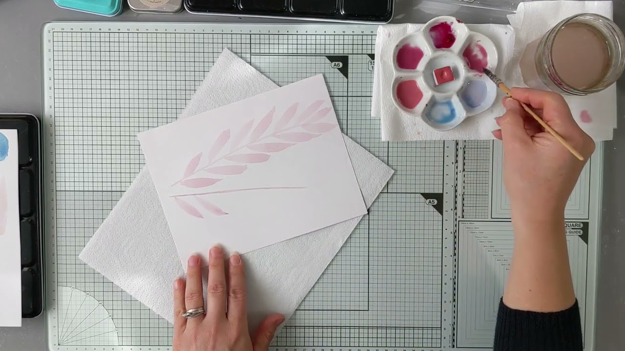 Des feuillages à l'aquarelle pour un mini pastel