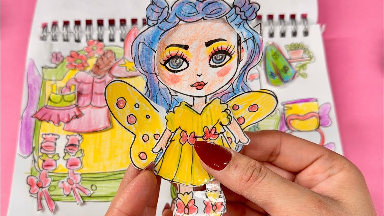 🦋Paper Diy 🦋 Beautiful Butterfly paper doll bedroom , dress up 😍 종이인형