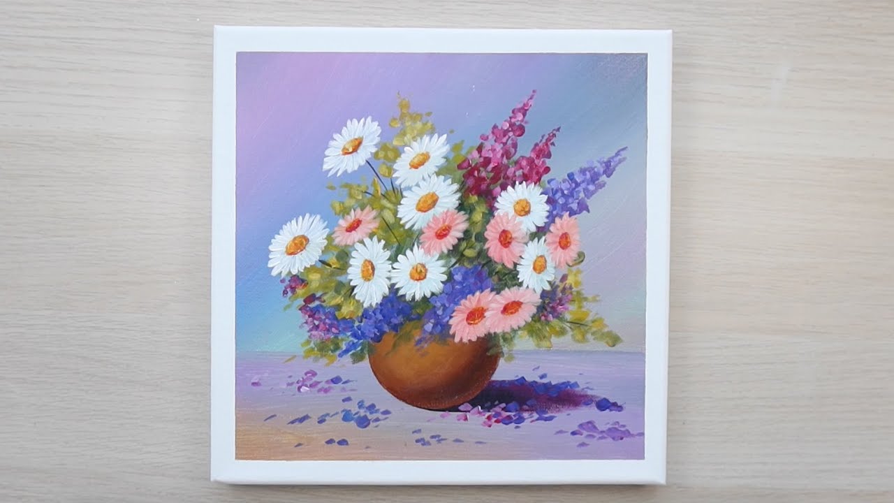 Easy acrylic painting / Flower painting / Painting for beginners step by step