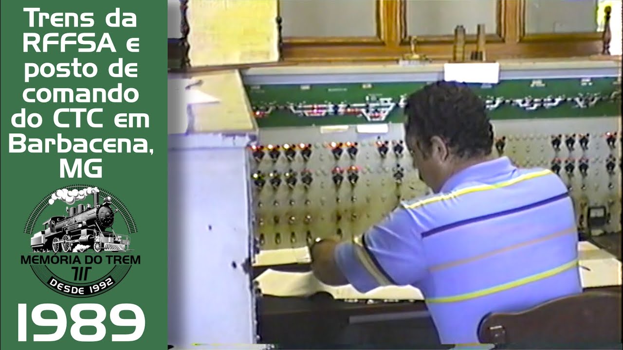MT 141 - Trem da RFFSA e posto de comando do CTC em Barbacena, MG (1989)