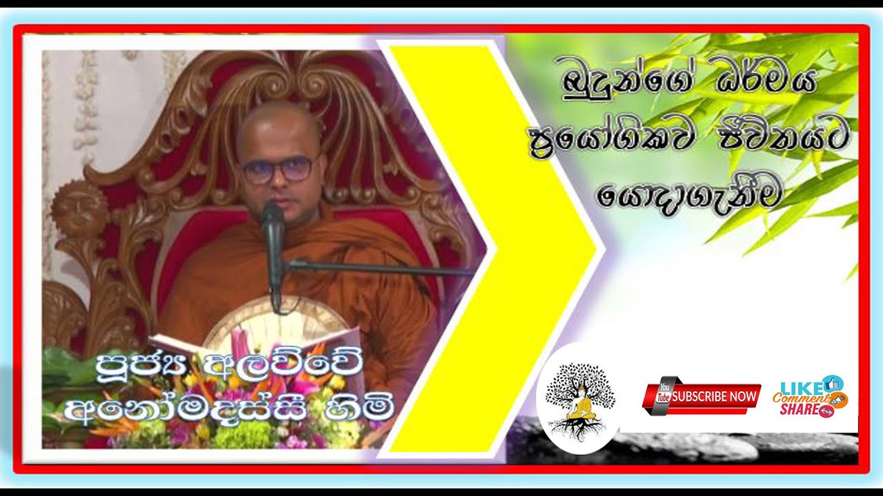 බුදුන් වහන්සේගේ ධර්මය ප්‍රයෝගිකව ජිවිතයට යොදාගැනීම || Ven. Alawwe Anomadassi Thero