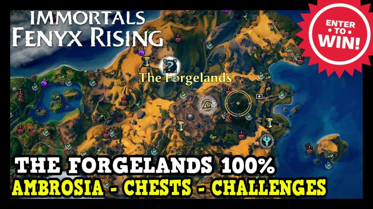 The Forgelands All Collectibles in Immortals Fenyx Rising (Ambrosia, Chests, Challenges)
