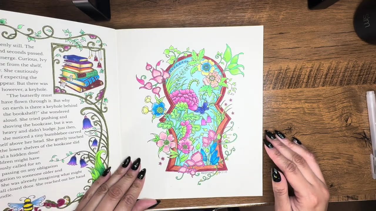 Color with me in Johnna Basford Ivy and the Inky Butterfly using Crayola Super tips