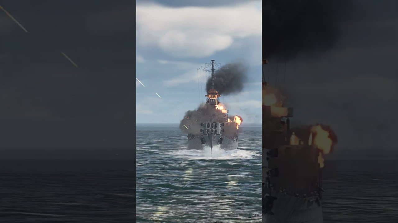 Battleship Charging Through Enemy Fire in Epic Naval Battle