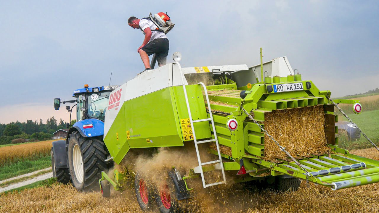 Stroh Quader Pressen || New Holland T7030 + Claas Quadrant 2200 RotoCut || LU Kriechbaumer