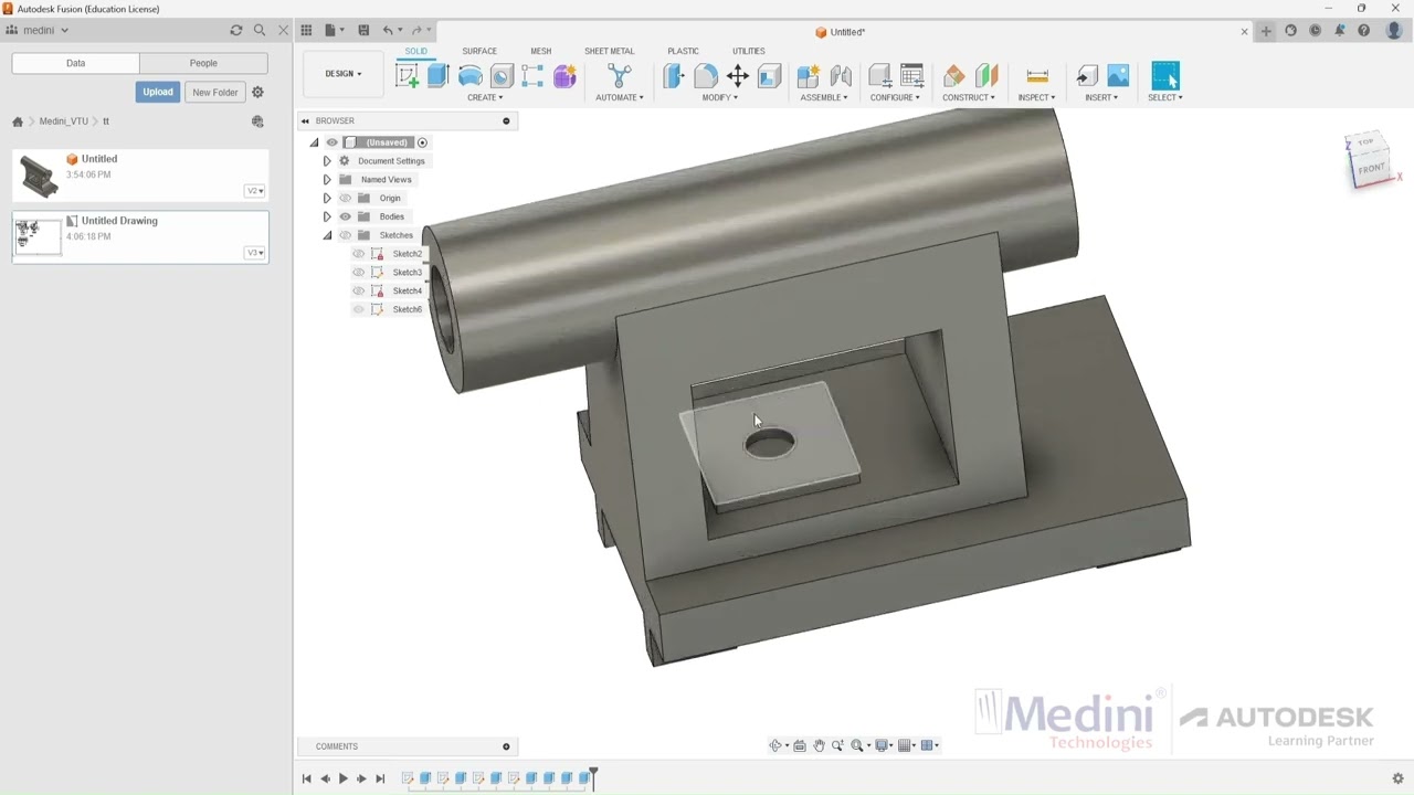 Modeling & Assembly of Tailstock using Autodesk Fusion 360 Part Drawing Link is in Description