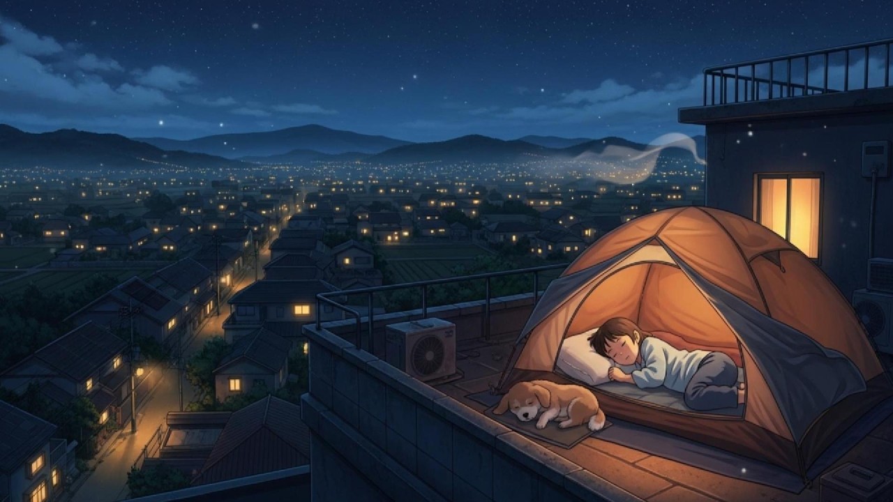 🔴 LIVE: 🌙 Quiet Rooftop Rain for Deep Sleep 静かな夜の雨音