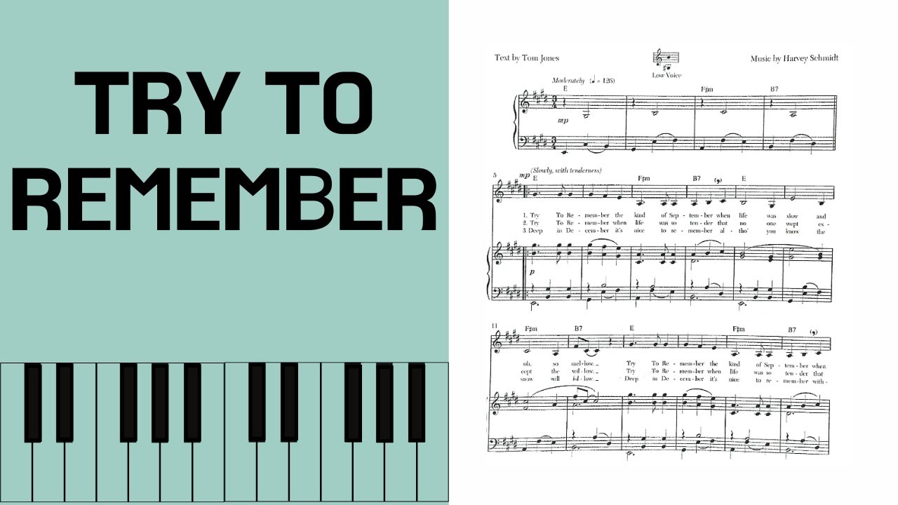Harvey Schmidt, Try To Remember, Piano Accompaniment [with score]