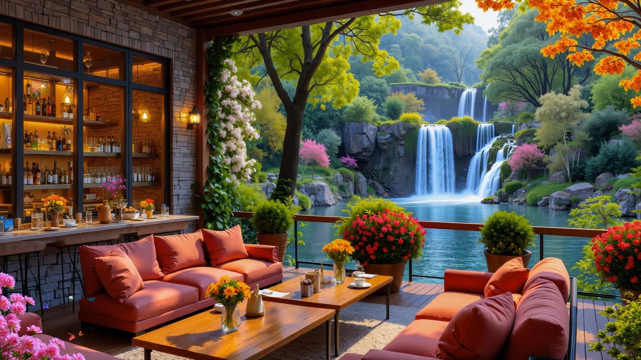 Calm Morning Porch Café by the Lake 🌤️ Soothing Jazz Piano Music for Work, Study & Relaxation