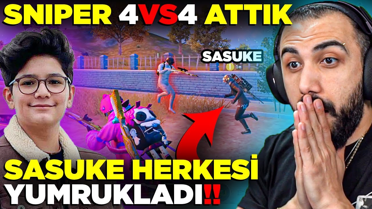 EKİPLE SNIPER 4 VS 4 😂 SASUKE TÜM EKİBİ YUMRUKLADI!! (HERKES ÇILDIRDI) | PUBG MOBILE