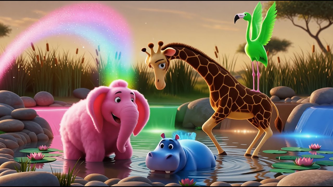 ABC Colorful Safari Animal Song 0111 | Color & ABC Song For Kids | Happy Hippo Sings