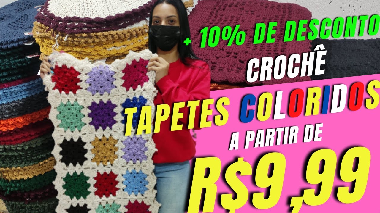 🚨 TAPETES EM CROCHÊ COLORIDOS POR R$9,99 E MAIS 10% DE DESCONTO 🚨