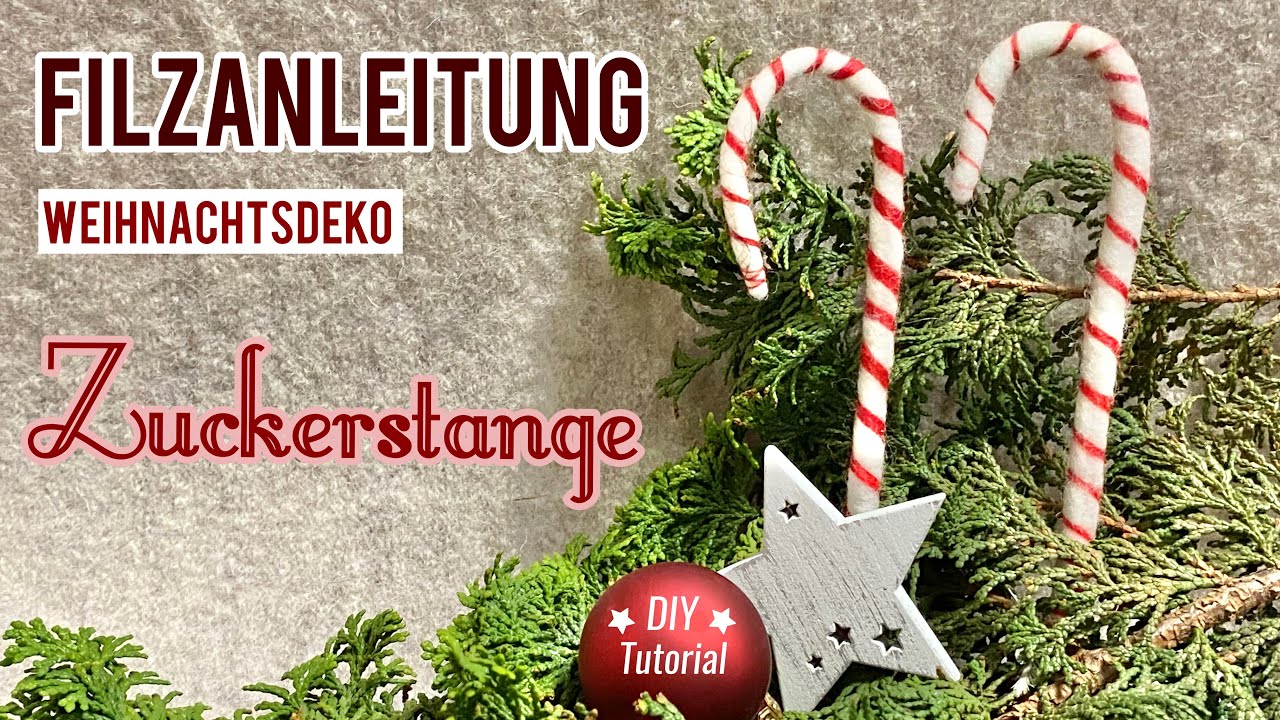 Weihnachtsdeko aus Filzwolle - Filzanleitung Zuckerstange - Filzen lernen