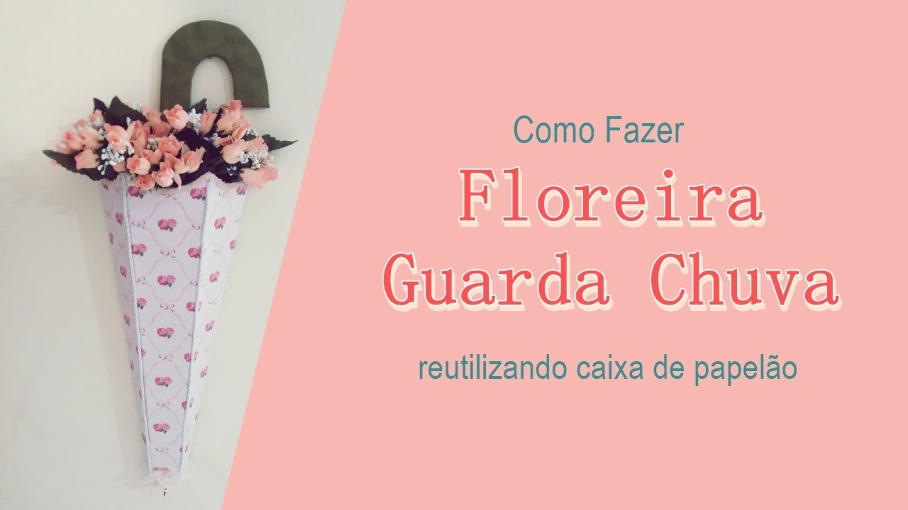 Floreira decorativa em forma de guarda chuva ♻️artesanato com caixa de papelão