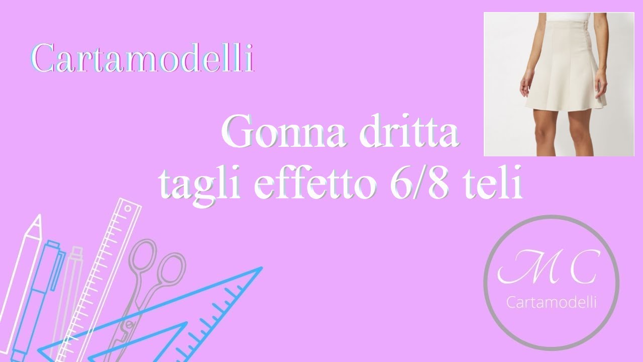 Gonna dritta con tagli 6 /8 teli