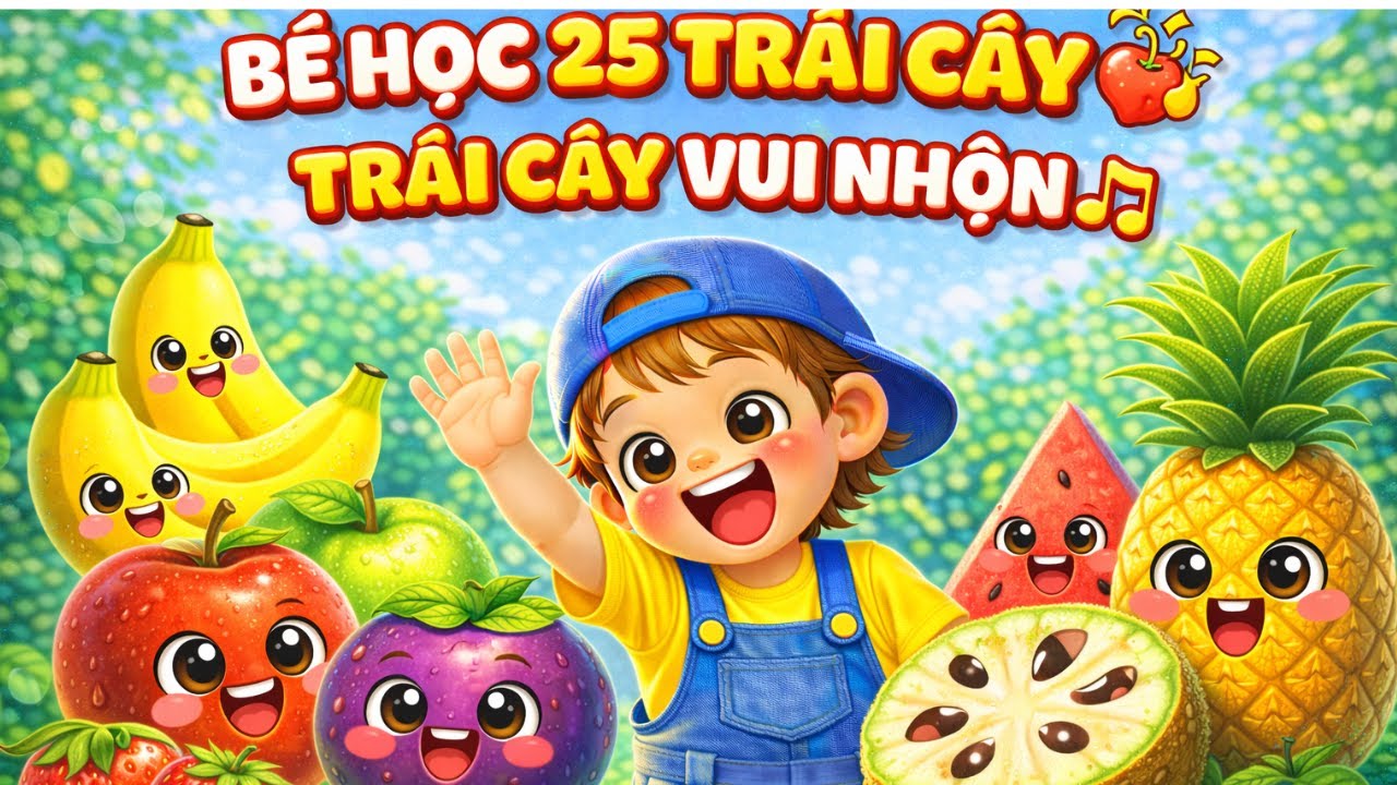 Bé Học 25 Loại Trái Cây 🍎🍌🍓 | Học Tên Trái Cây Cho Bé 2–4 Tuổi | Vừa Học Vừa Chơi