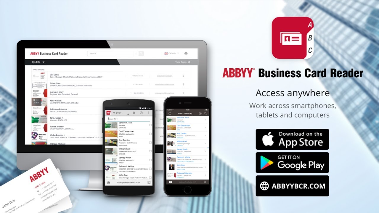 ABBYY Business Card Reader Web: Scan with iPhone &ndash; Access on Computer!