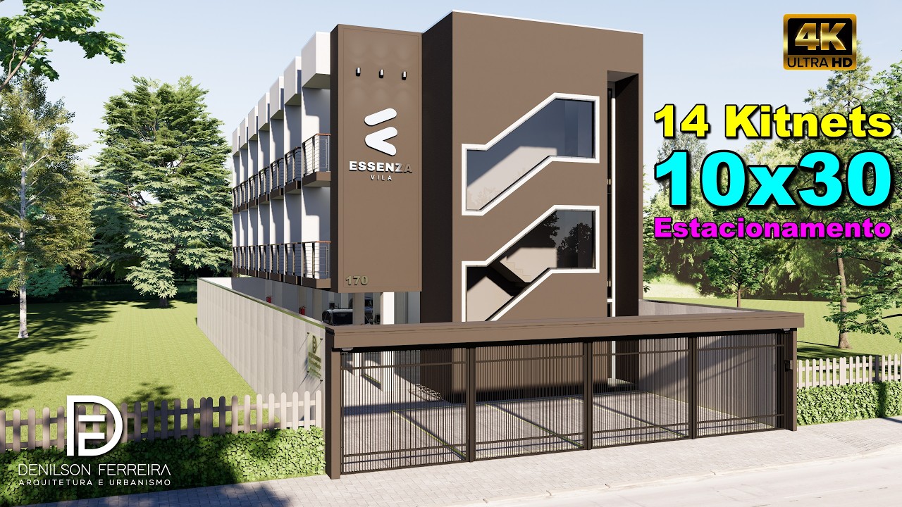 179 - 14 Kitnets em terreno 10x30 - Com Estacionamento - Projeto Moderno para Renda Passiva