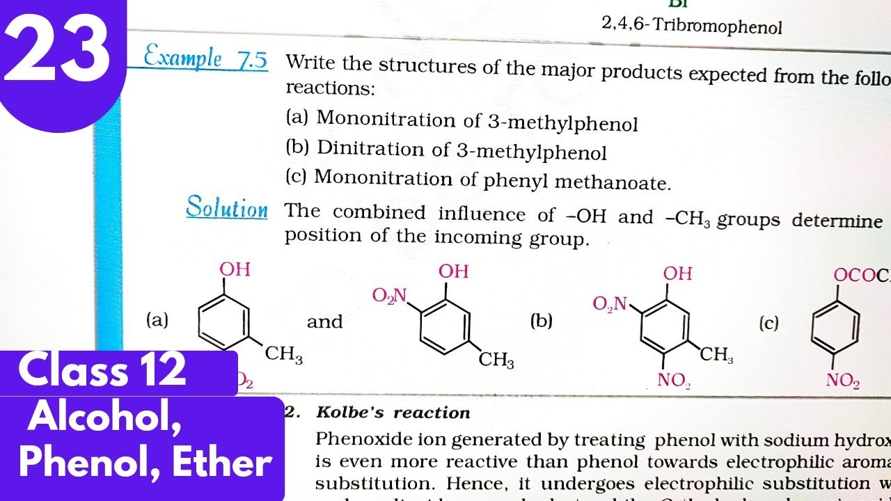 23) Ncert example 7.5| Alcohol phenol ethers| mononitration of 3 methylphenol class12 chemistry