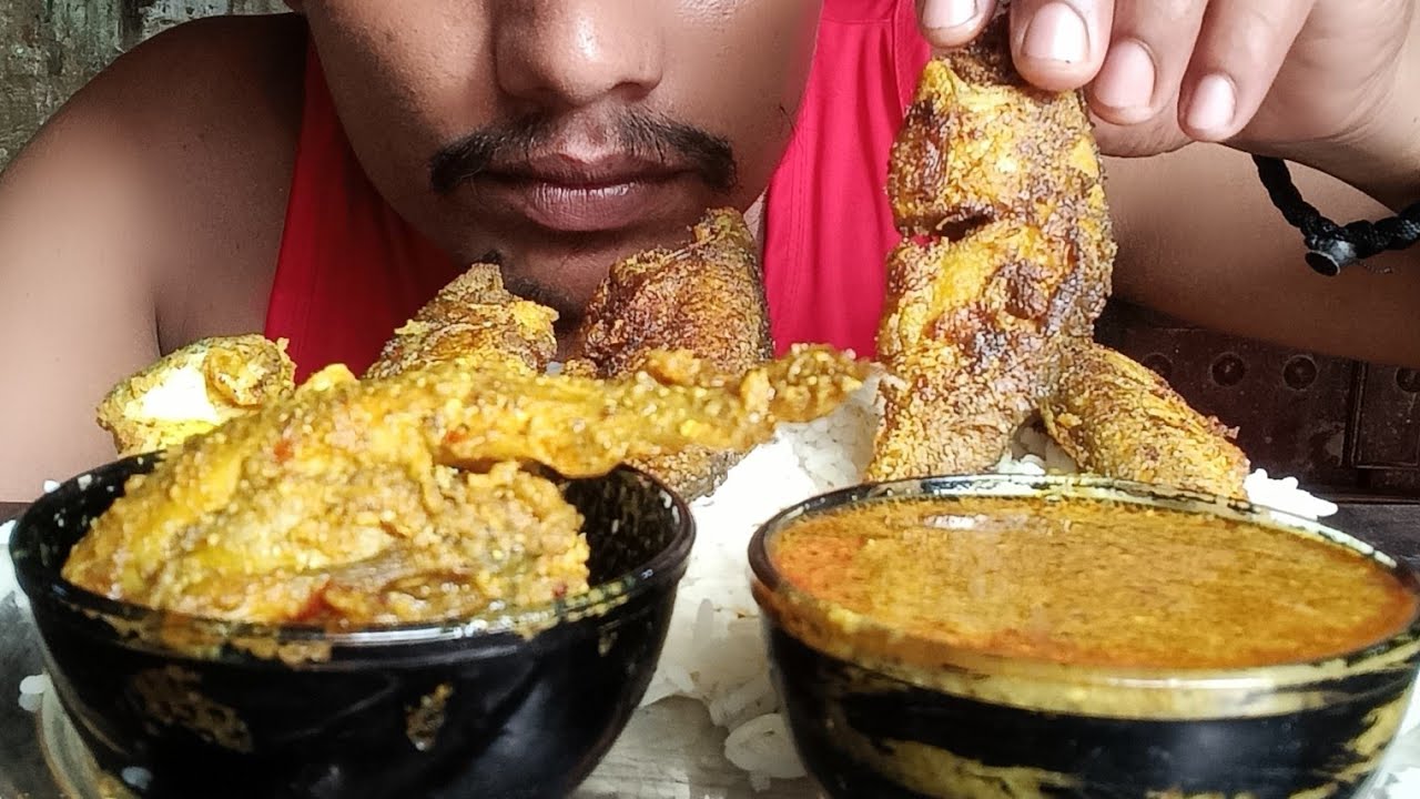ASMR MUKBANG||Dehati Fish Curry With Spice Gravy#Rajeshbhaueating#mukbang#fishcurry#asmreating