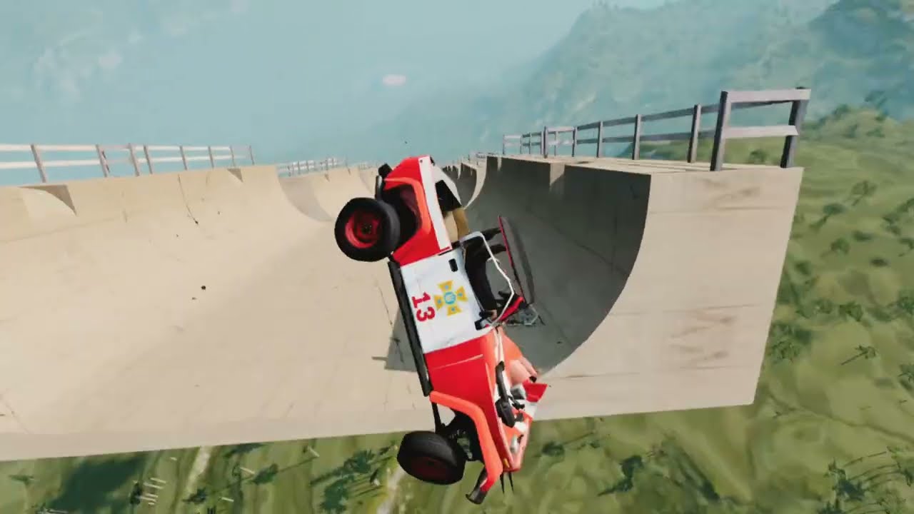 High speed truck jumping ramp in pools monster truck jumps 1000khm speed