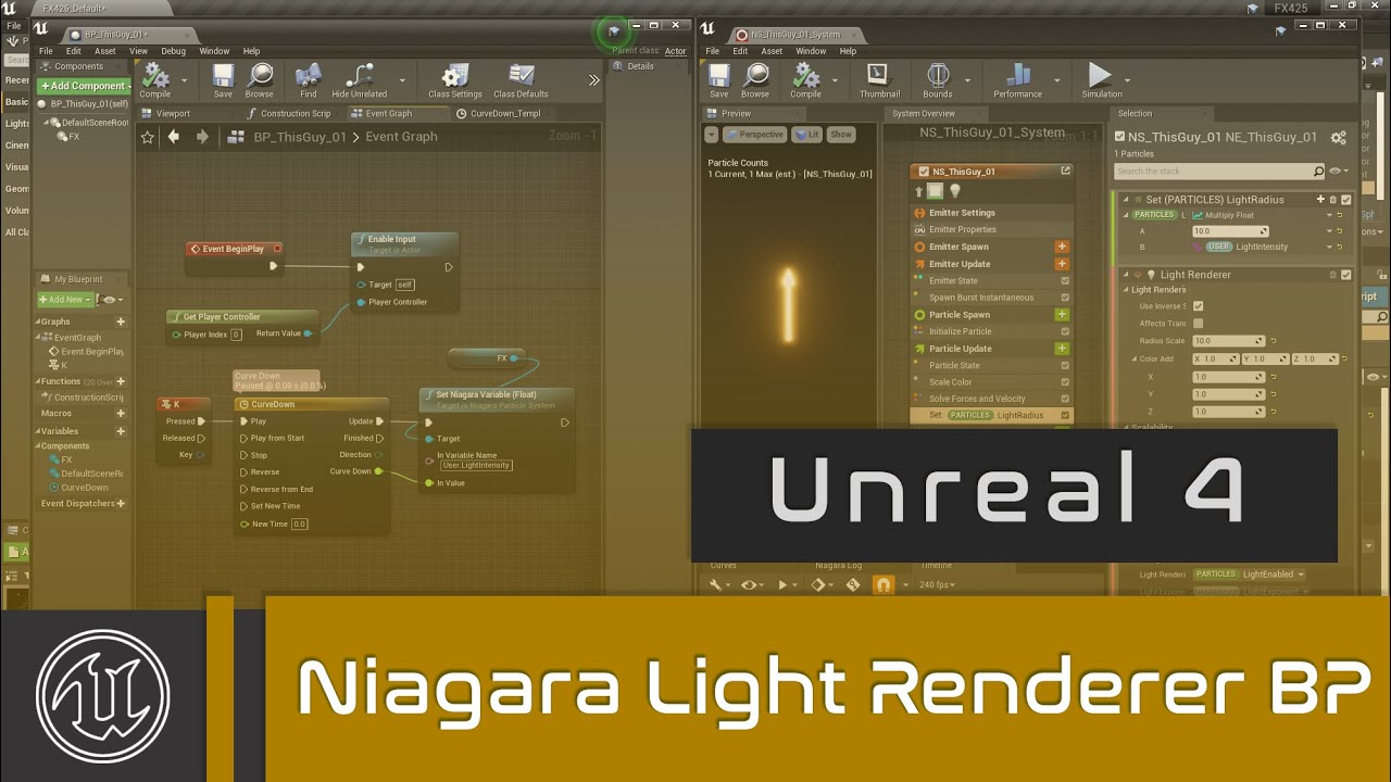 UE4 - Niagara Light Renderer and Blueprints