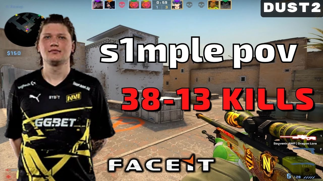 CSGO POV s1mple (38-13) Dust2 𝙒𝙞𝙣 (16-8) / Faceit 14.06.2023