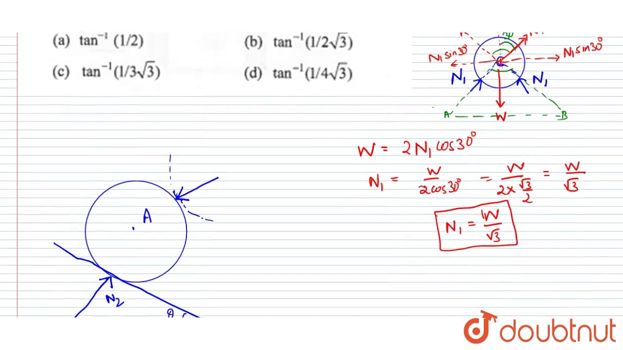 Three identical rigid circular cylinder `A` `B` and `C` are arrenged on smooth inclined surfaces as