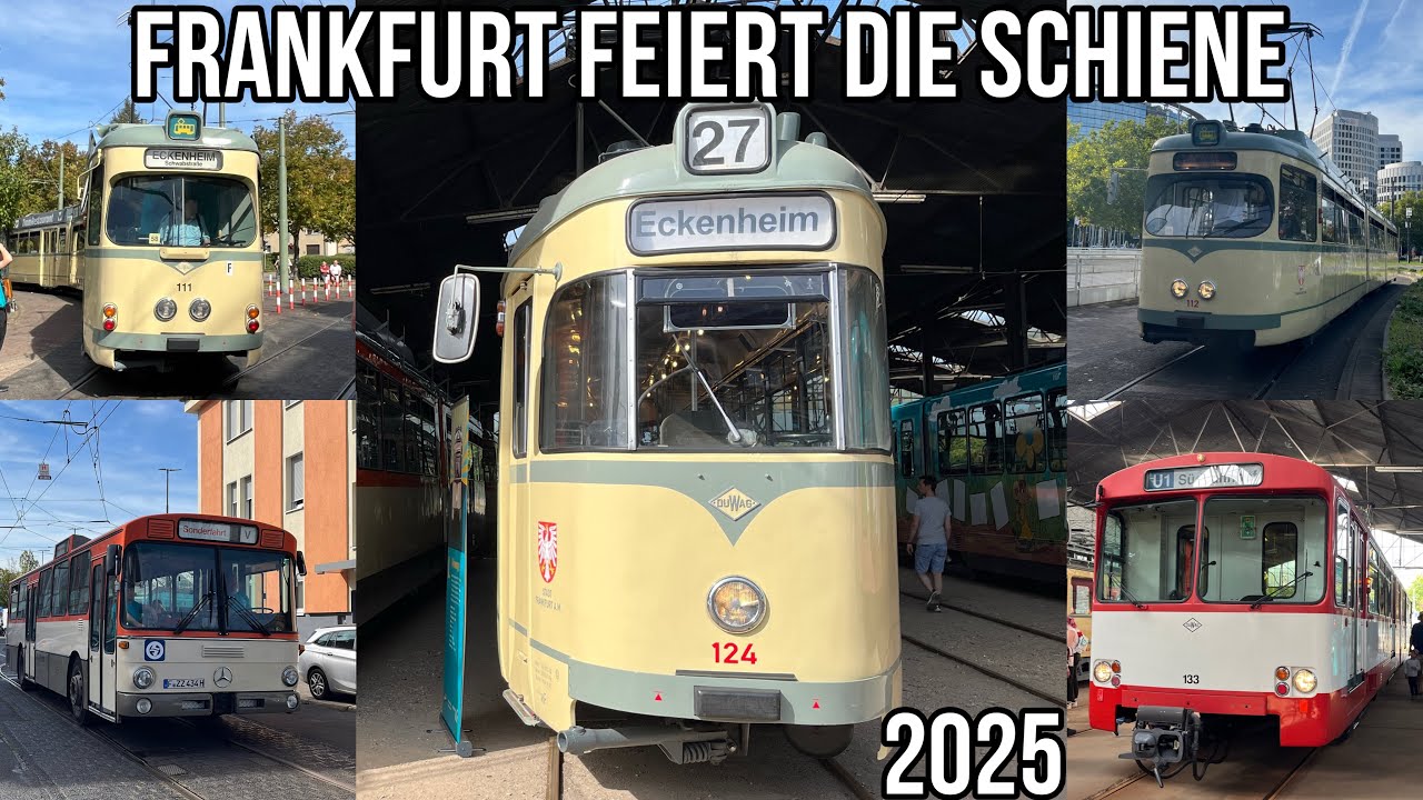 Frankfurt feiert die Schiene | Oldtimer Straßenbahnen, Busse + Mitfahrt Düwag N | 2025 [DE] [HD]