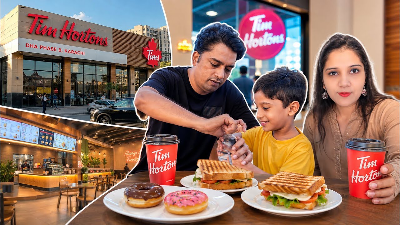 Tim Hortons Finally opened in Karachi #timhortons #familyvlog 