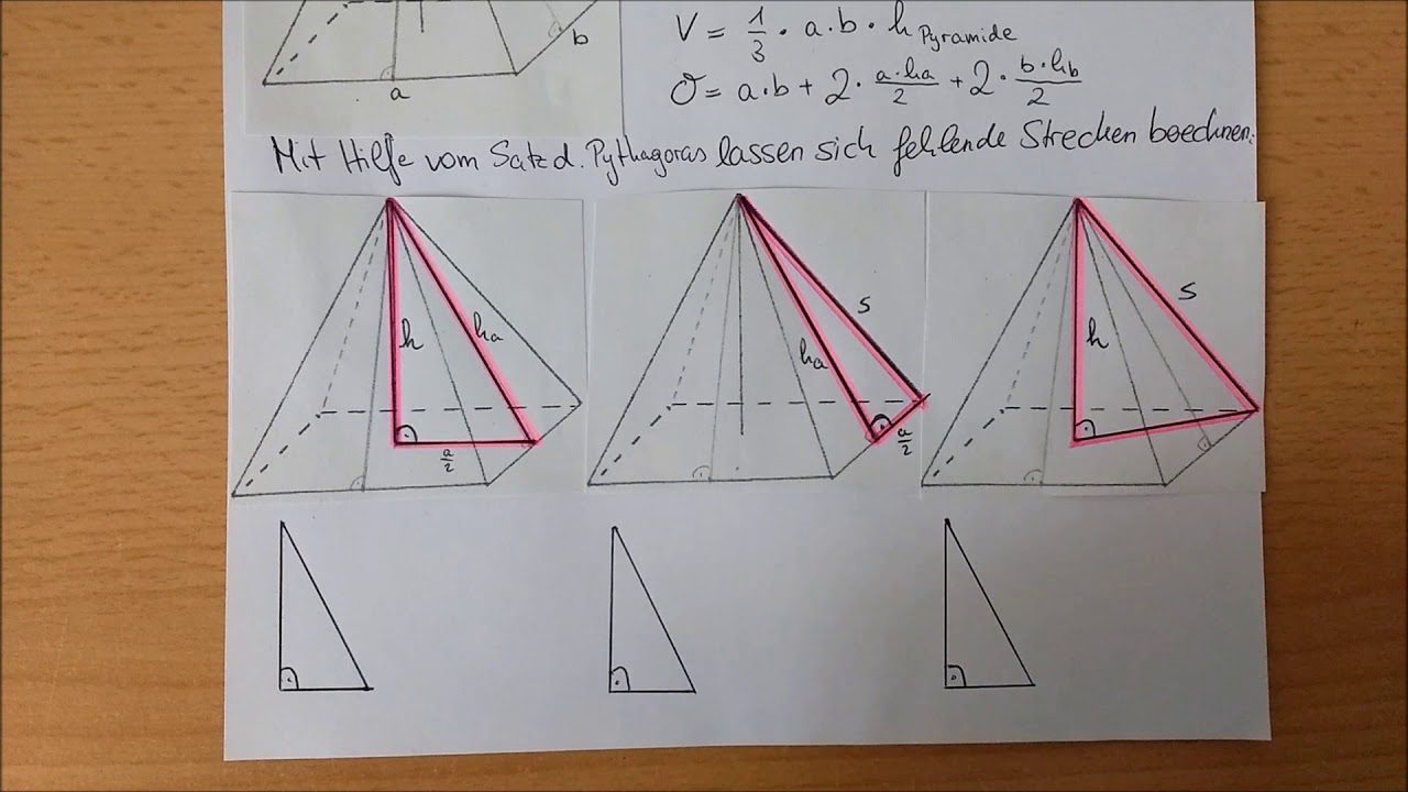 Volumen und Oberfläche in einer Pyramide berechnen