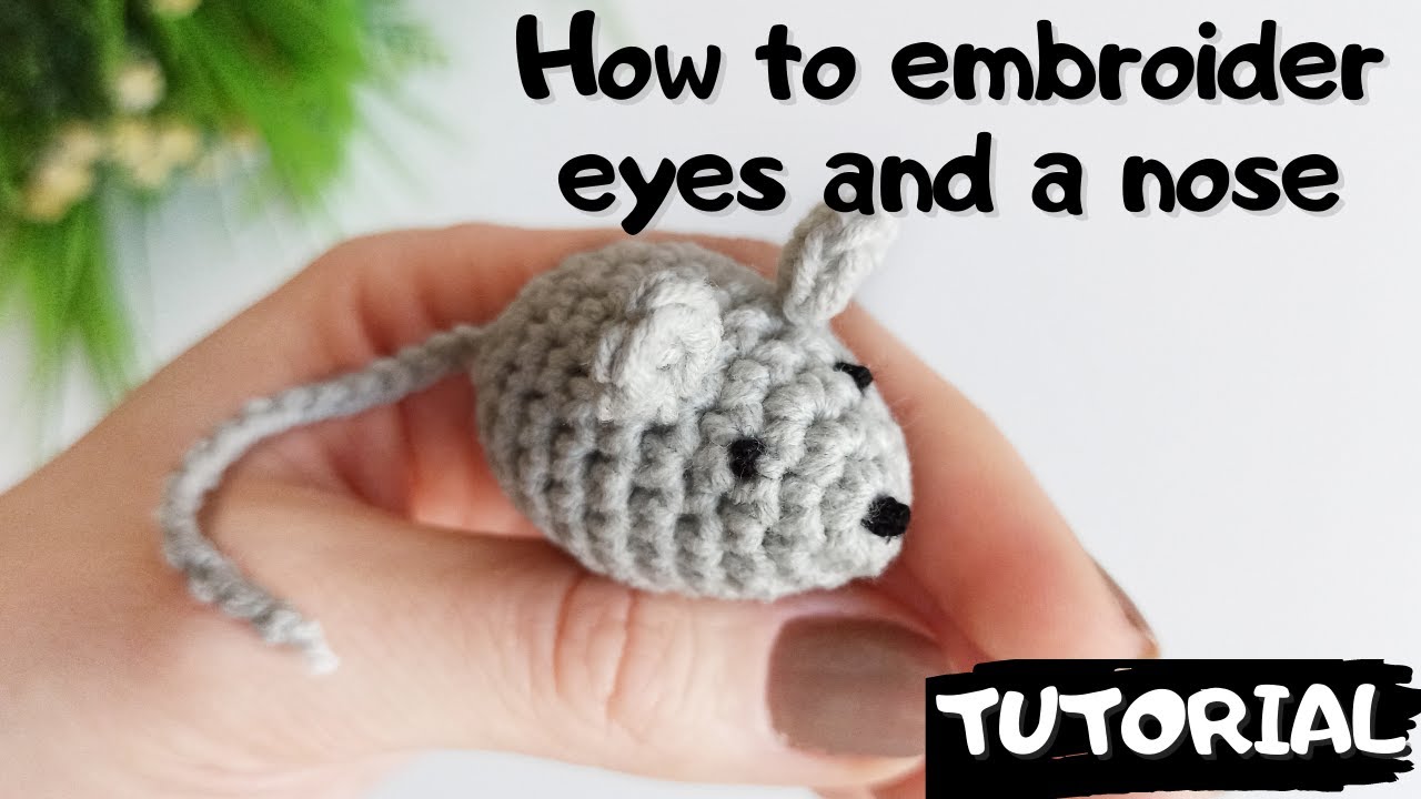 Tiny Mouse. How to embroider eyes and a nose