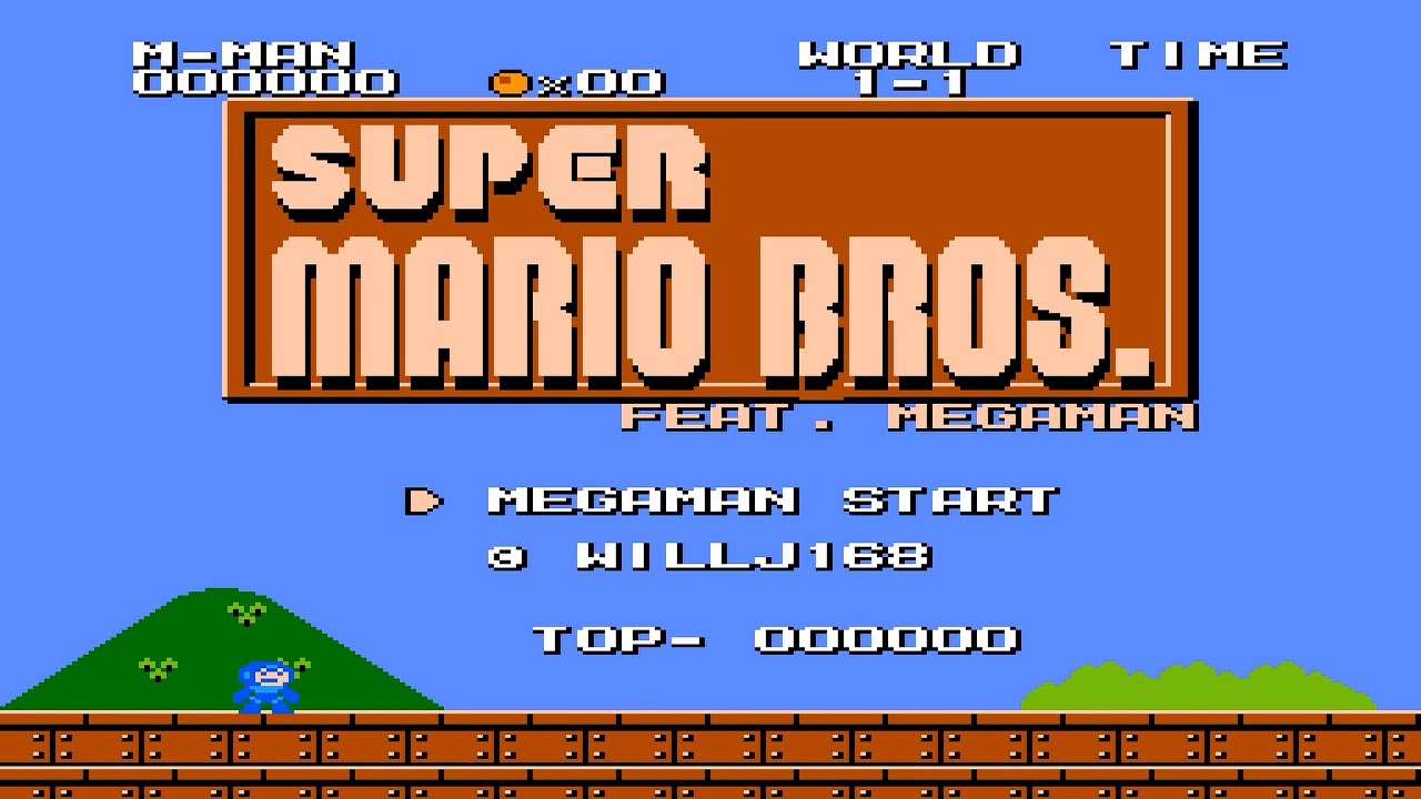 Mega Man in Super Mario Bros (NES) Longplay