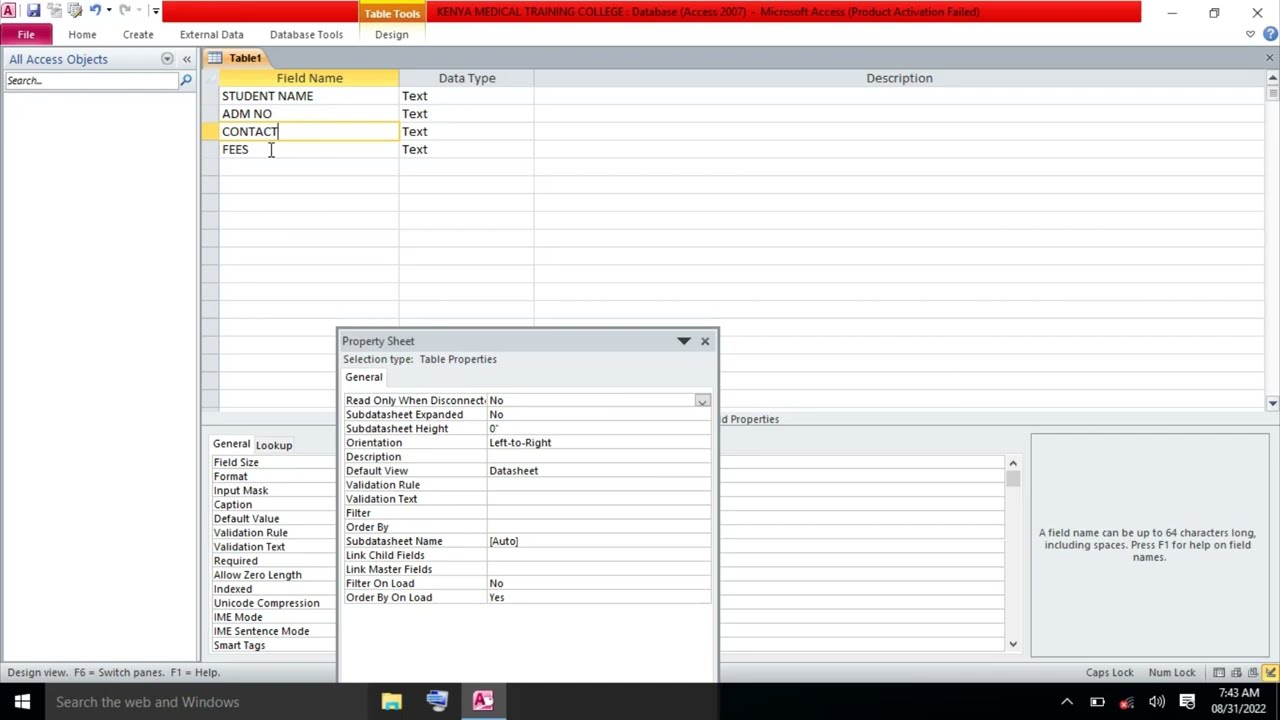 Video Lesson 1 | Microsoft Access: Introduction to Designing Database