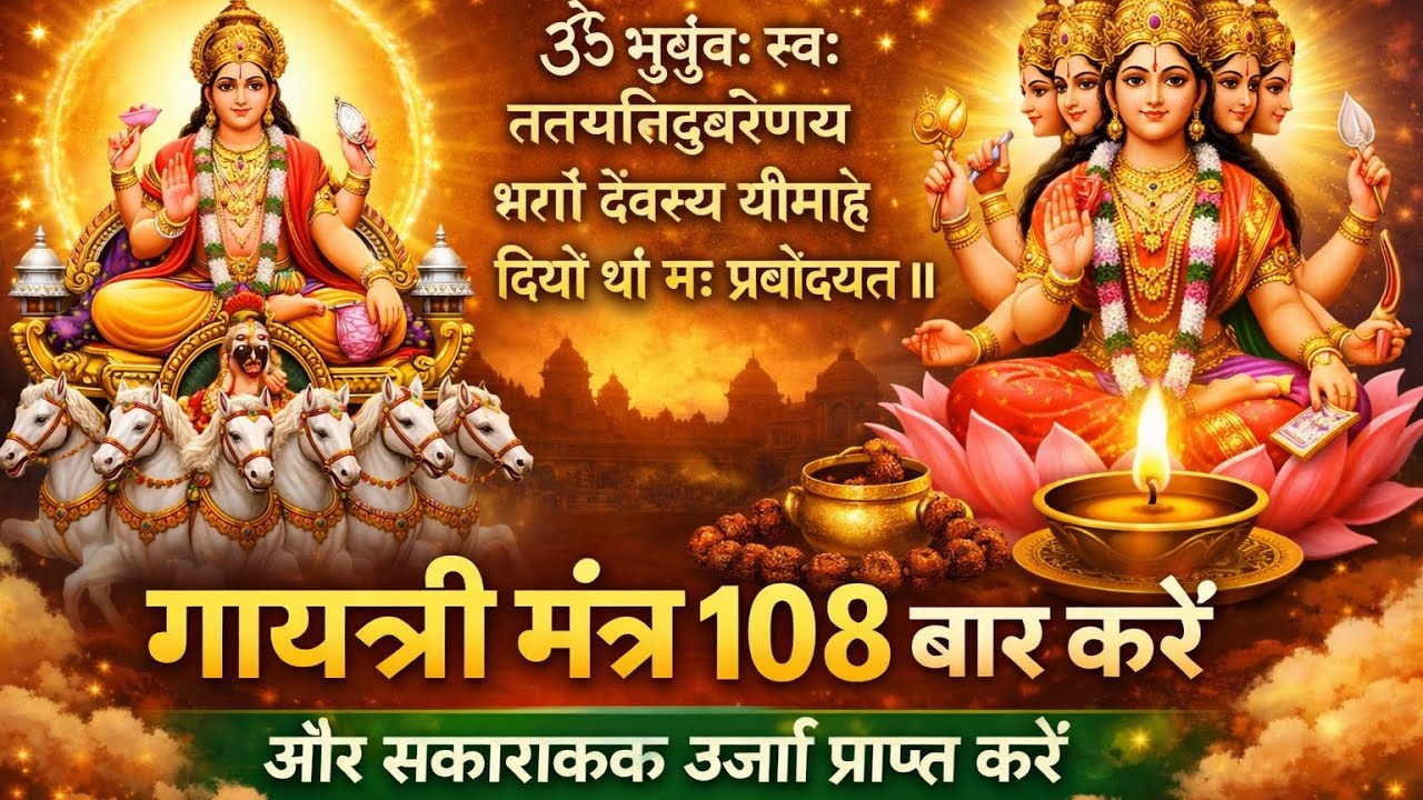 गायत्री मंत्र 108 बार जप करें | सकारात्मक ऊर्जा और शांति प्राप्त करें | Powerful Gayatri Mantra 