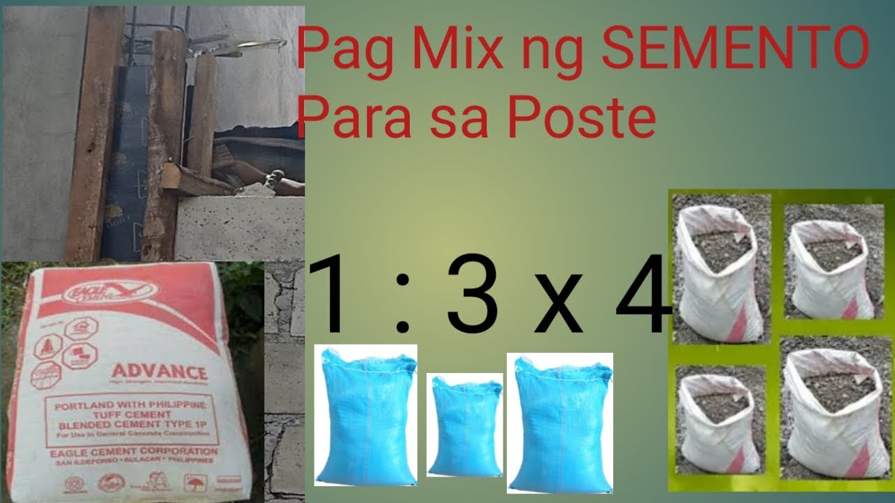 PAG BUHOS NG POSTE AT PAG MIX NG SEMENTO ( 1 : 3 x 4 )