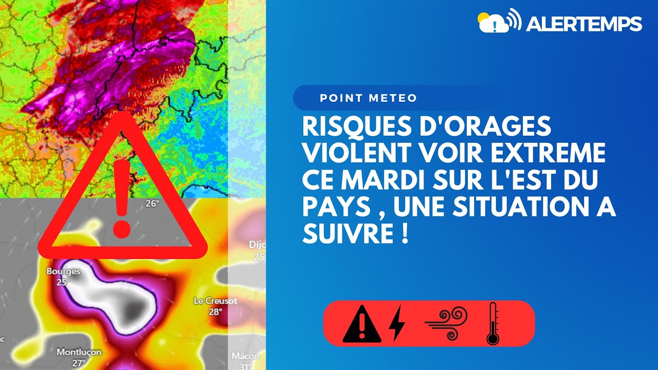 ORAGES VIOLENT VOIR EXTREME ATTENDUES CE MARDI  11 JUILLET SUR L'EST DU PAYS , ATTENTION ! ⚡⚠️