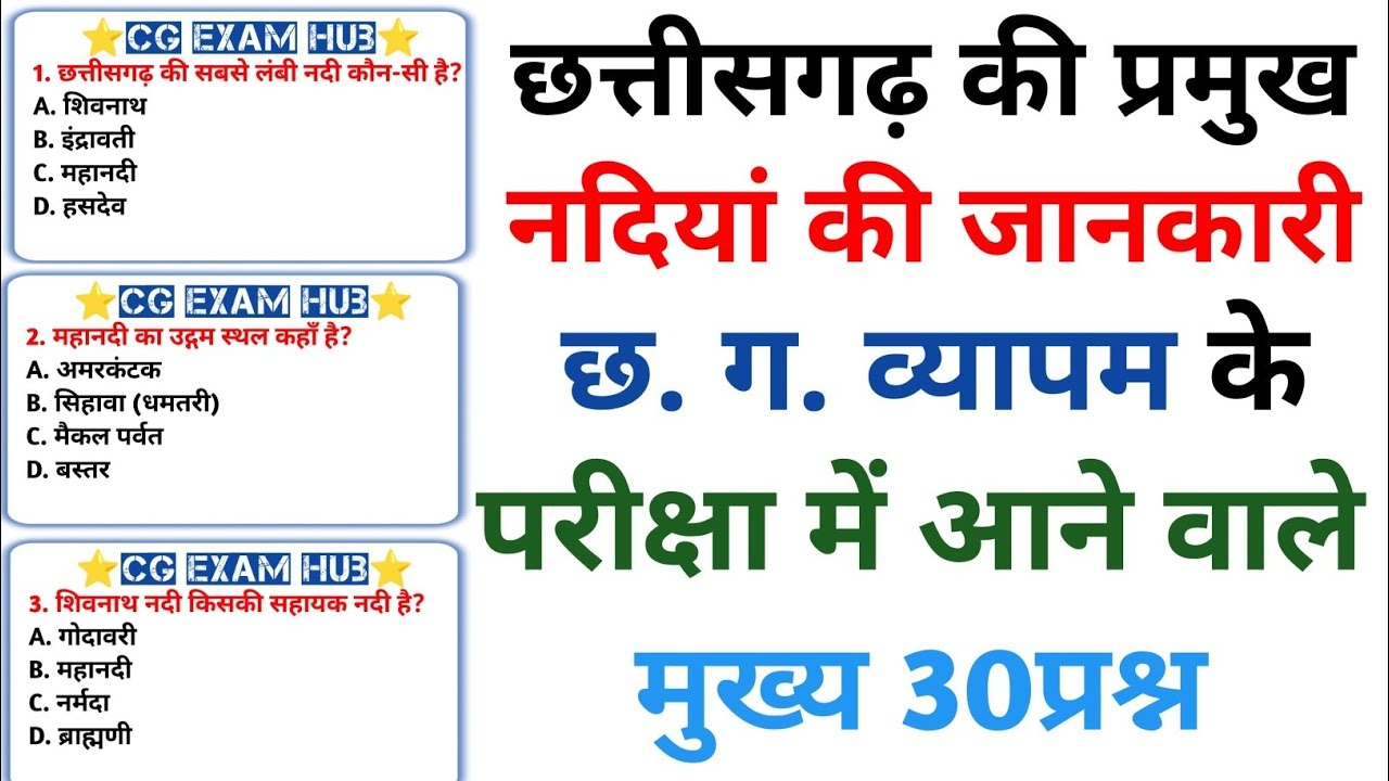 छत्तीसगढ़ की प्रमुख नदियाँ | Chhattisgarh Rivers | CG Vyapam | CG Rivers GK | छत्तीसगढ़ की नदियाँ | 