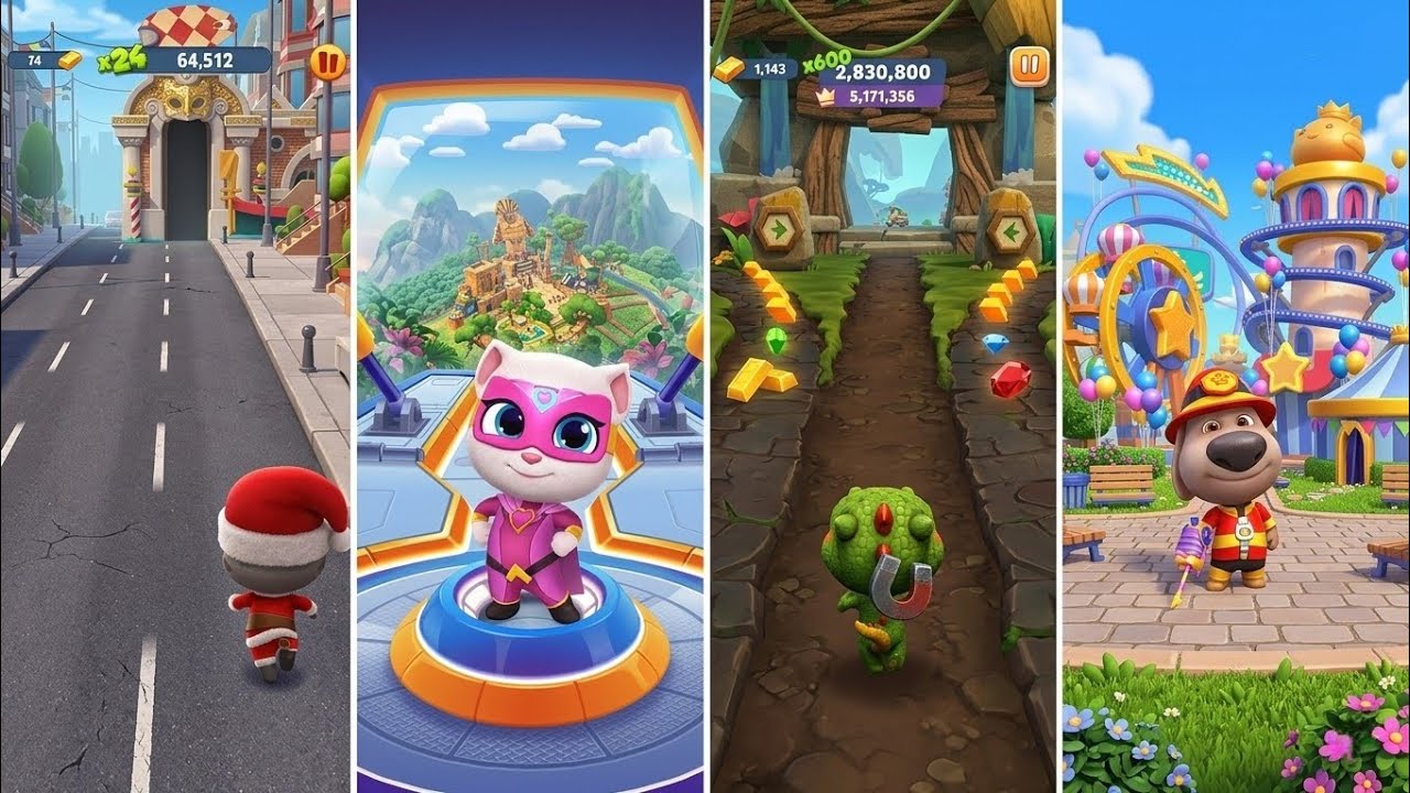 Talking Tom Gold Run,Talking Tom Hero Dash,Talking Tom Time Rush,Talking Tom Blast Park