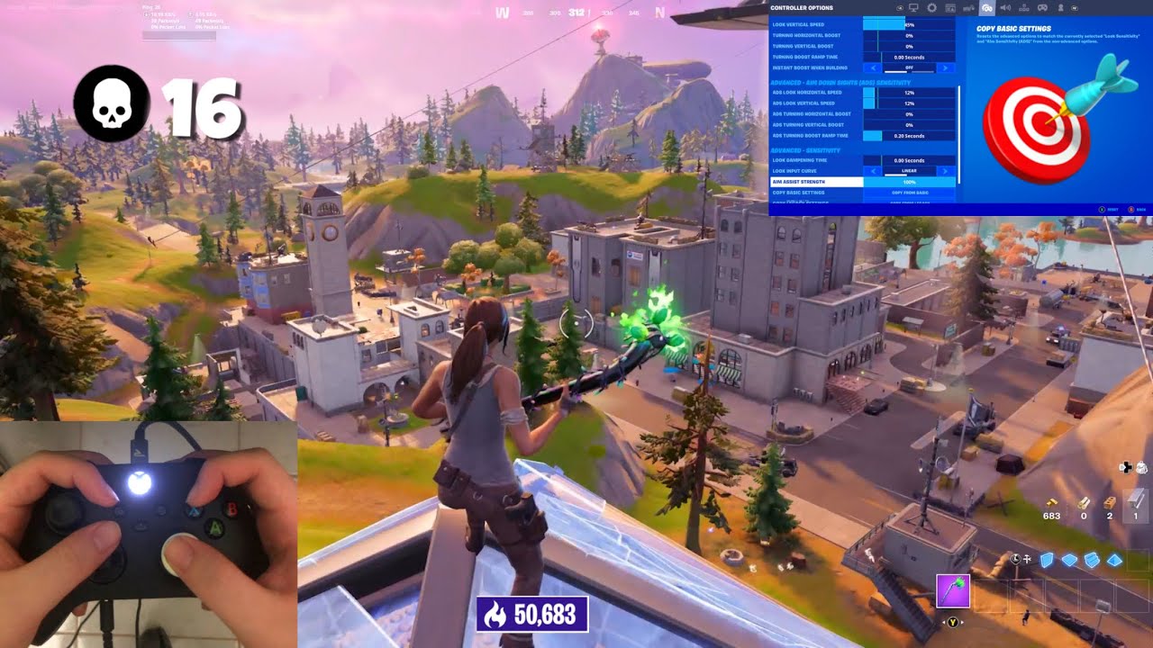 Xbox Series S Fortnite 16 Kills Season 2 Arena Handcam + AIMBOT Controller Settings (4K 120FPS)