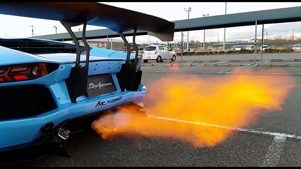 Lamborghini Aventador Shooting Flames Compilation HD
