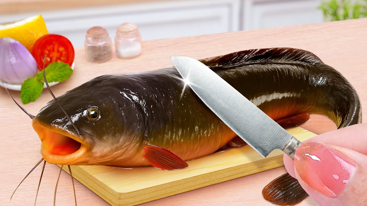 Best Fishing In River 🐳 How To Cook Cheetos Fried Tiny Catfish Recipe 💗 Tina Mini Cooking