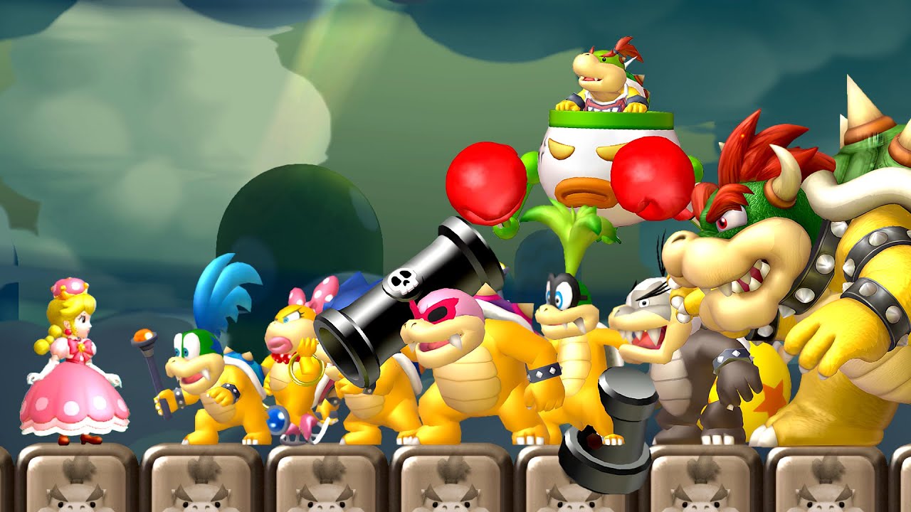 New Super Mario Bros. U Deluxe - All Bosses with Peachette (No Damage)