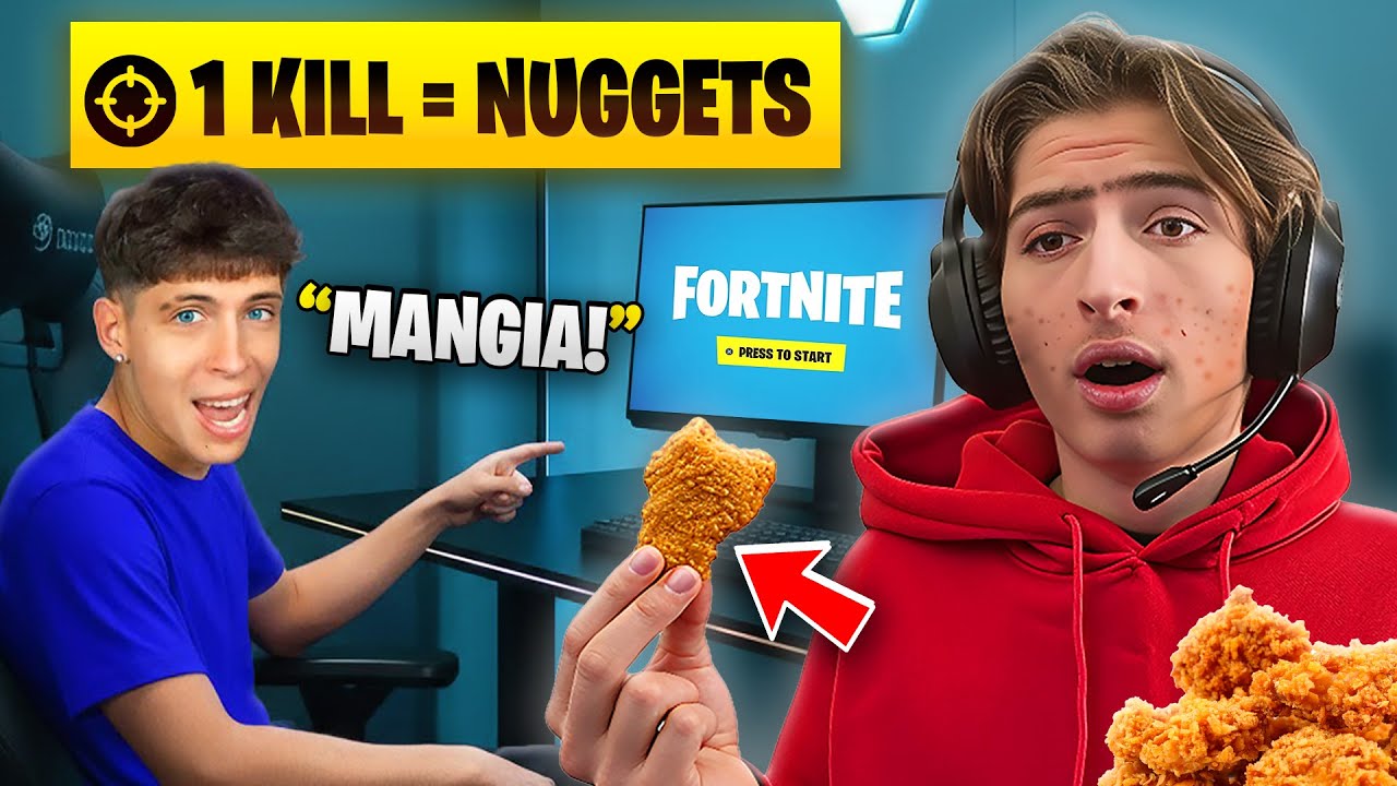 IL MIO HATER MANGIA UN NUGGETS OGNI MIA KILL SU FORTNITE MA...