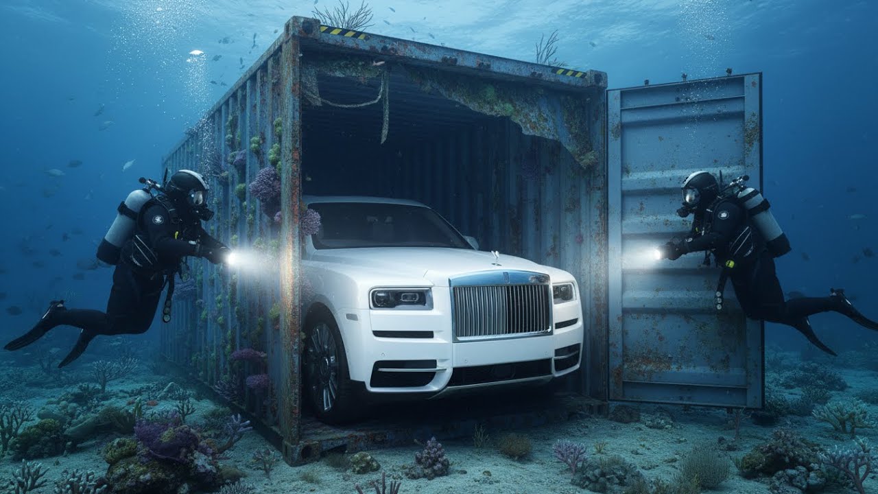 Storm-Sunk Container Recovery: Divers Find a White Rolls-Royce Cullinan, just like Ronaldo's car.