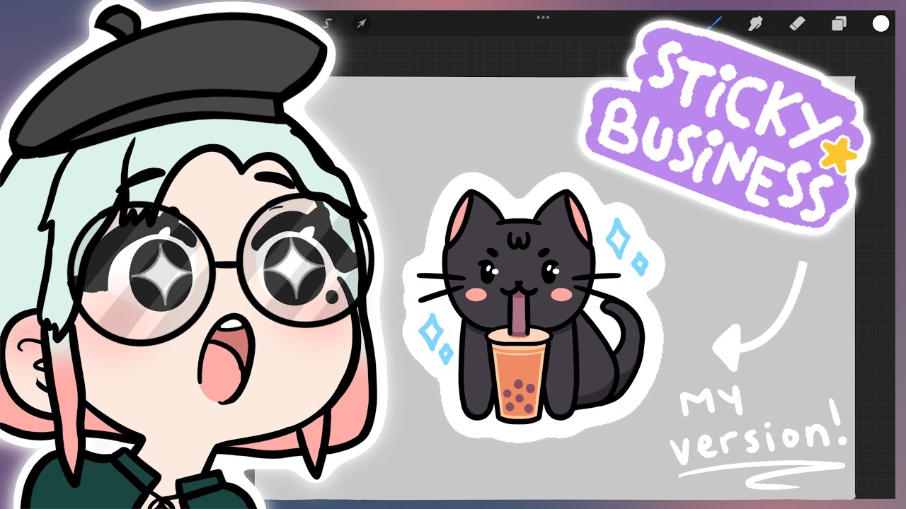 Drawing the Sticky Business Stickers in my style!! [Art Stream]