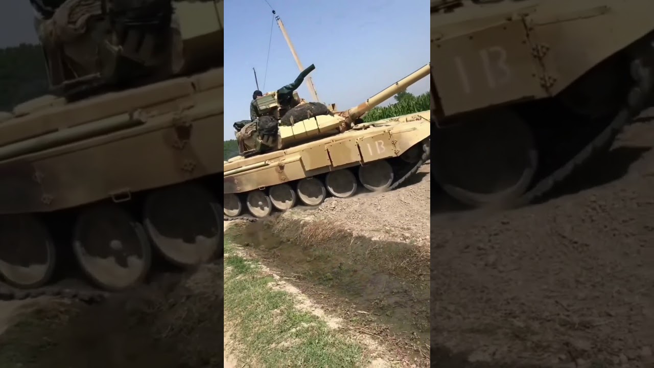 Indian Army T-90 Tank making it's way through Farmland